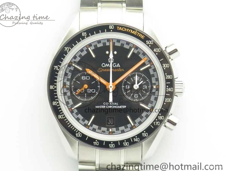 0114 Speedmaster Moonwatch OMF 1:1 Best Edition Black Dial Orange Hand on SS Bracelet A Timeless 8044